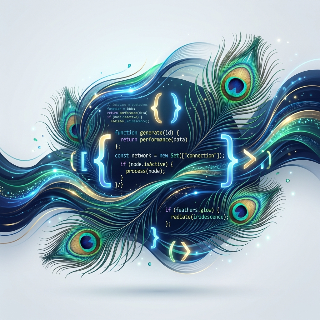 Abstract Code Peacock Tech Illustration